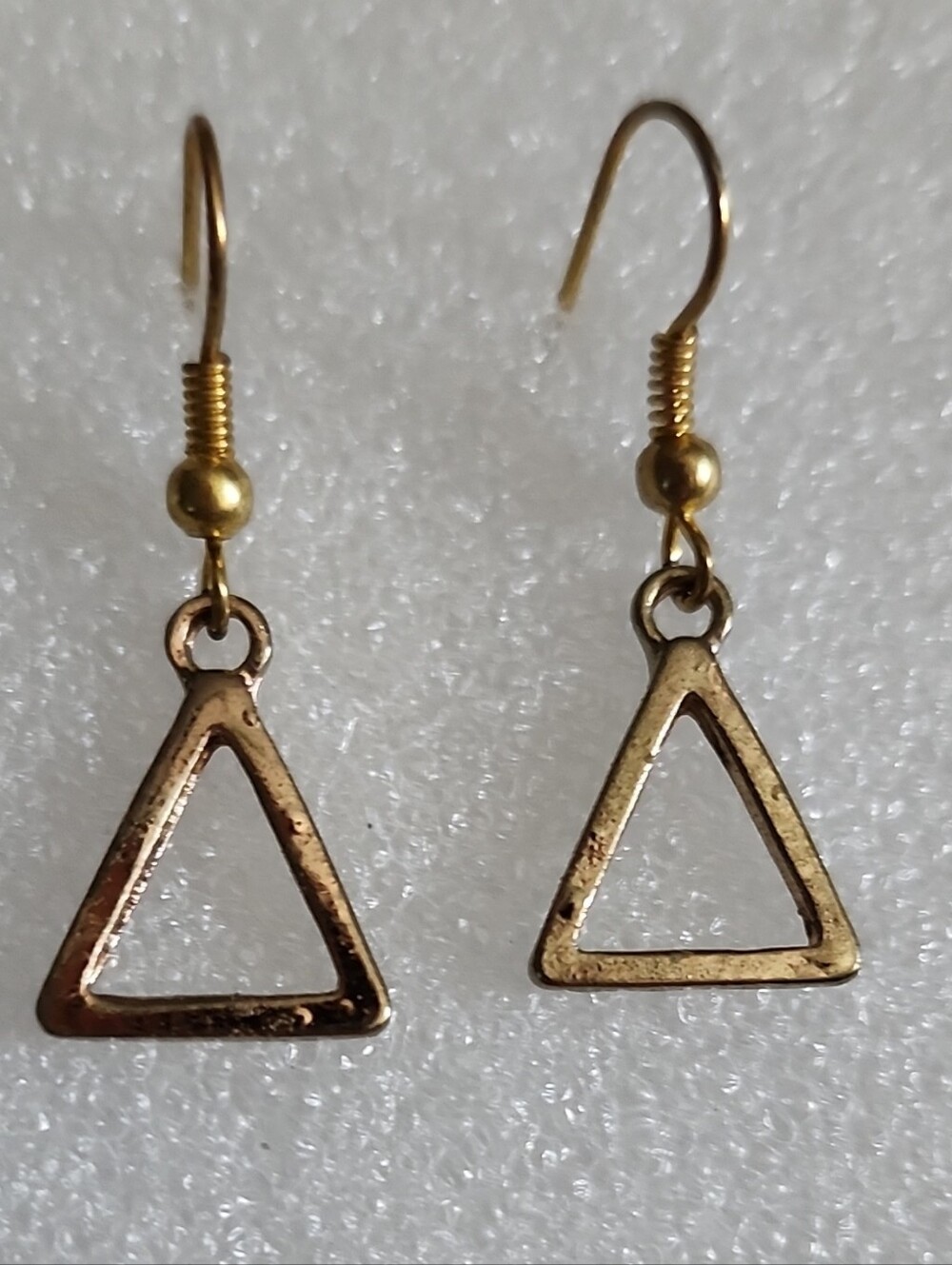 Hand Crafted Gold Open Triangle Drop Earrings